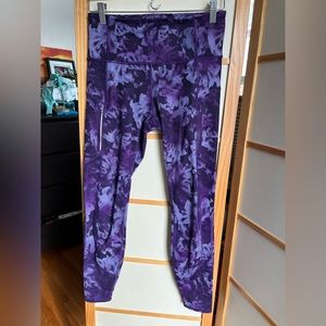 Athleta Rainier tights. S/P. Purple printed.